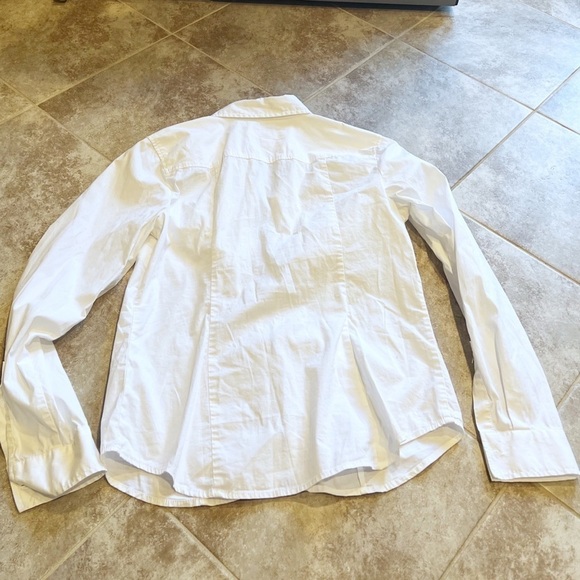 Michael Kors full zip collared long sleeve white top small stretch cotton - Picture 4 of 9